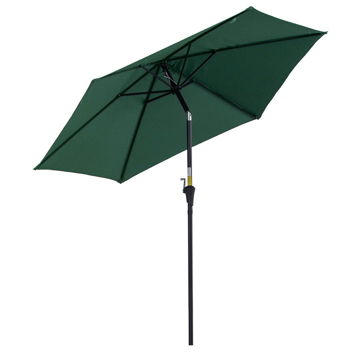 Outsunny 2.7M Tilting Parasol Sun Parasol Outdoor Garden Umbrellas Sun Shade Aluminium Frame with Crank(Green) | Aosom UK