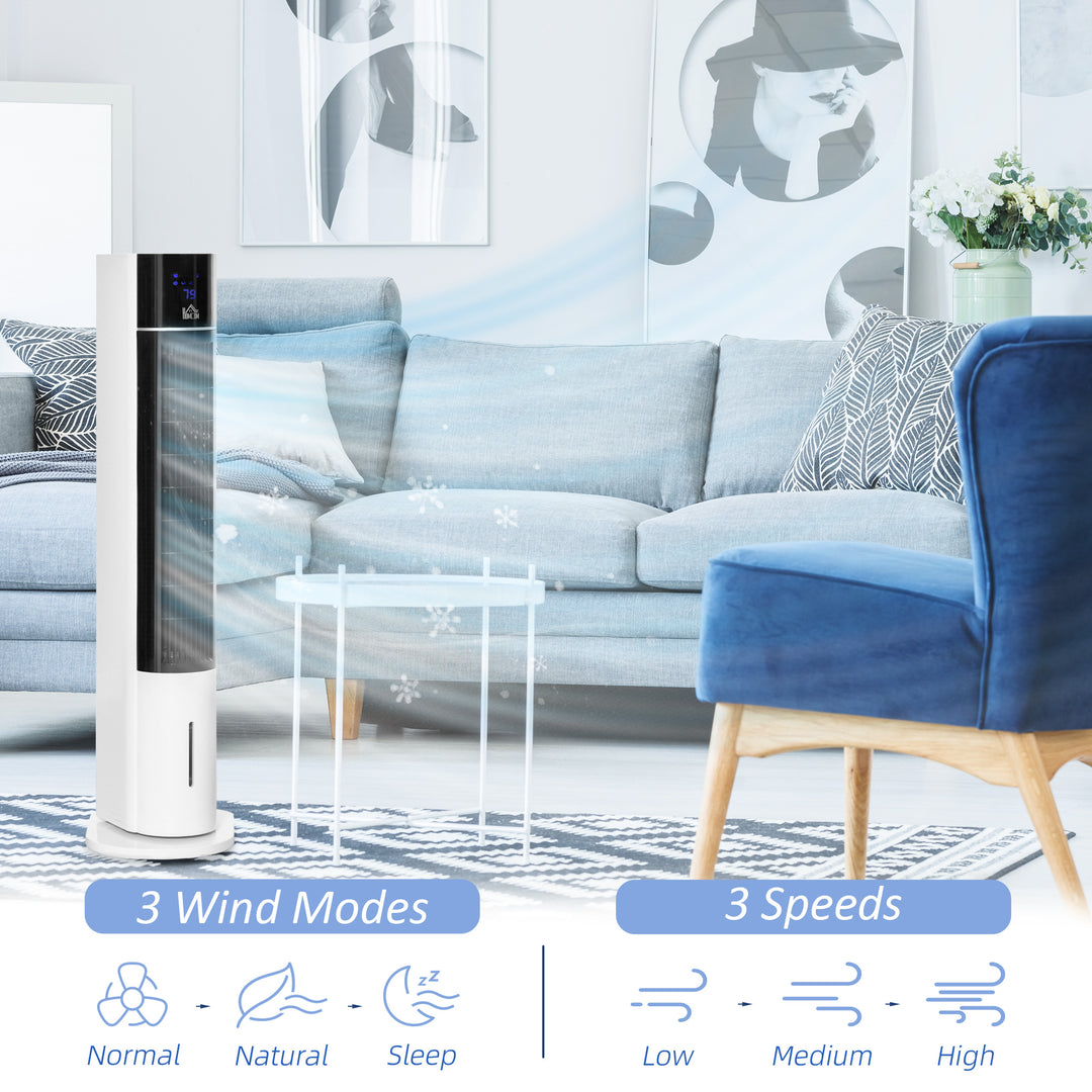 Portable Air Cooler, 3L Tank Evaporative Ice Cooling Tower Fan with 3 Modes, 3 Speeds, Remote, Timer, 60° Oscillating, Portable Swamp Cooler for Home Bedroom, White