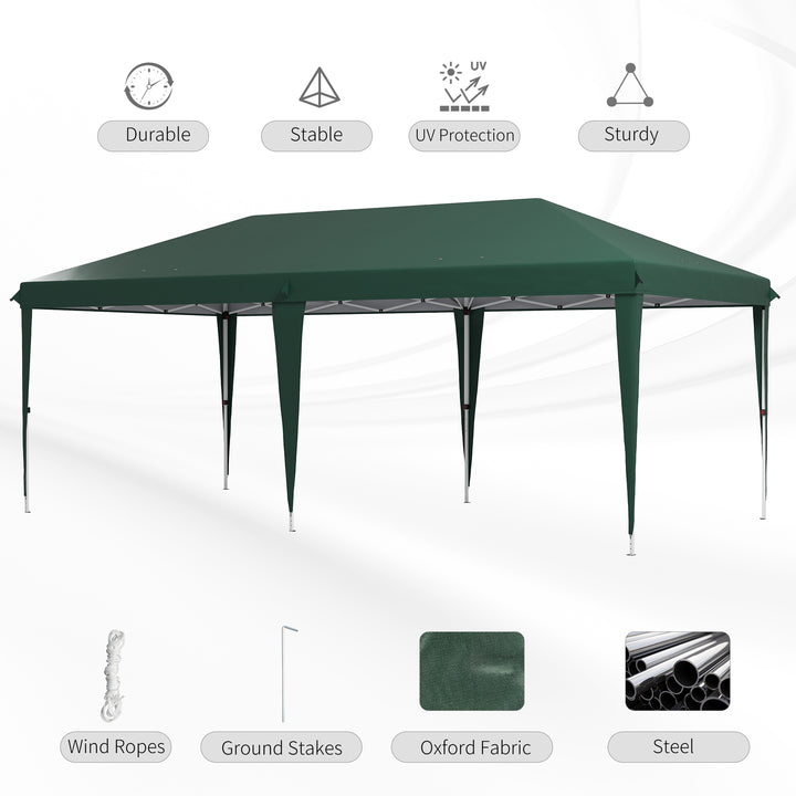 6 x 3 m Pop-Up Steel Frame Gazebo - Green