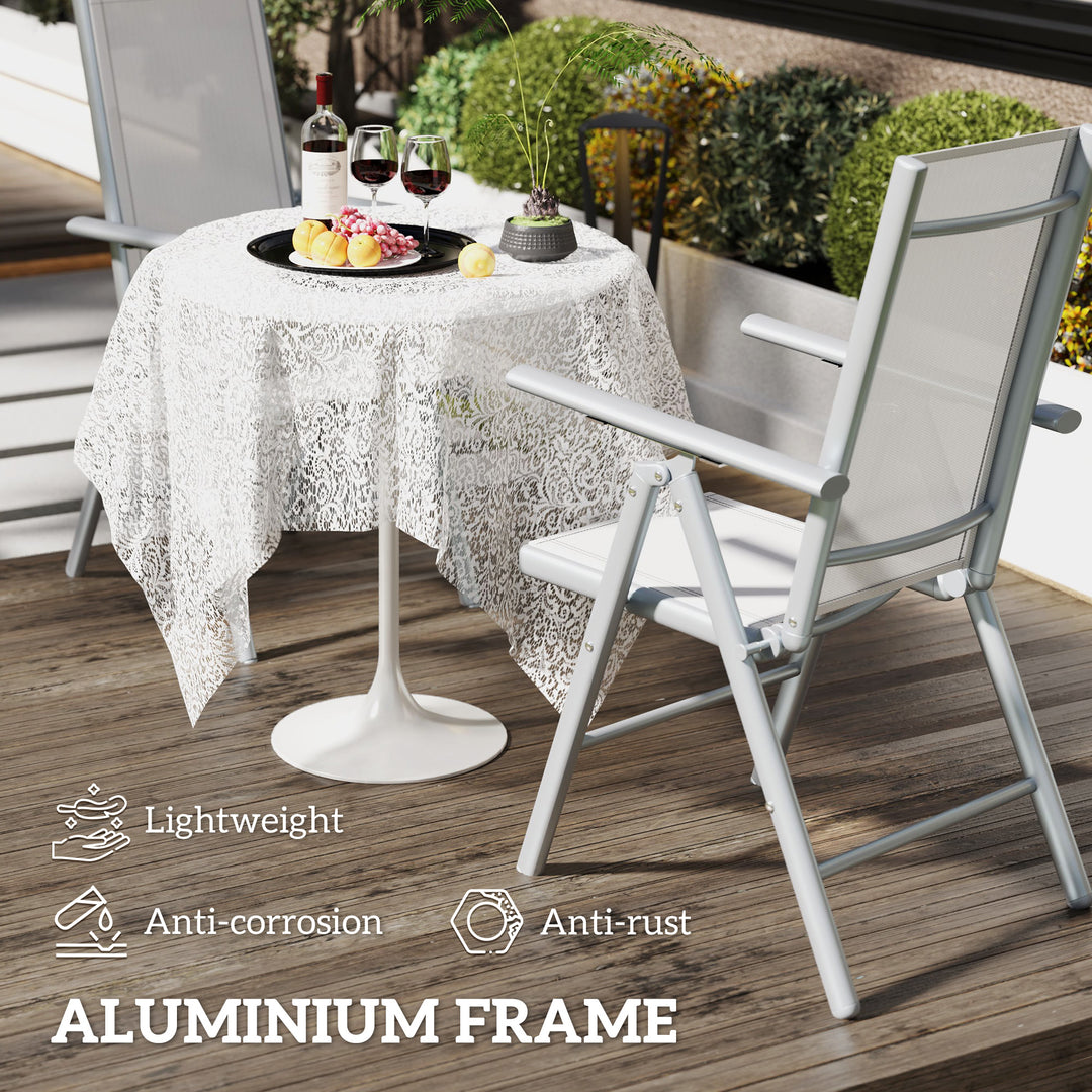 Set of Two Aluminium Folding Chairs - Light Grey