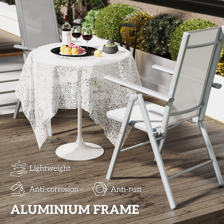 Set of Two Aluminium Folding Chairs - Light Grey