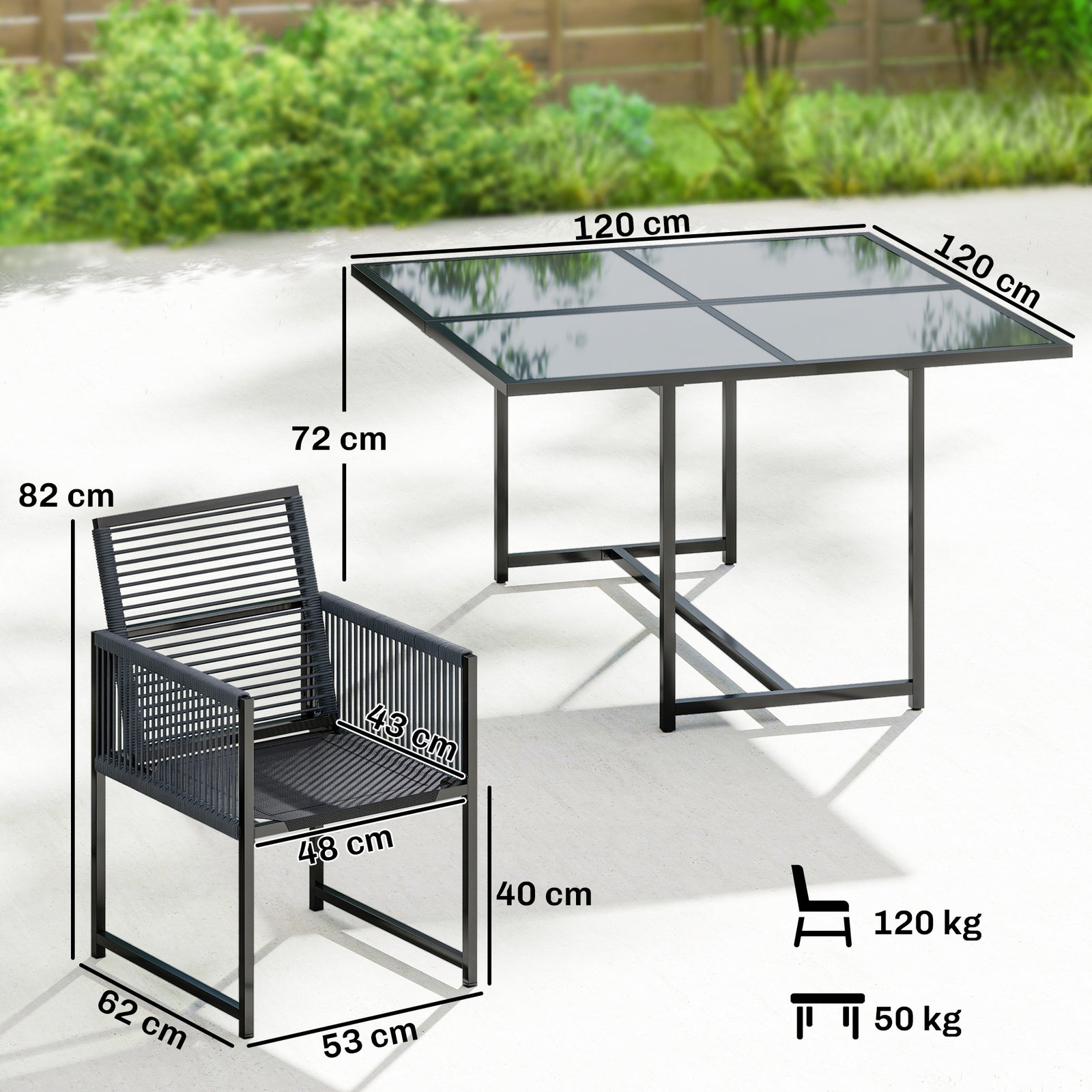 5 Pieces Garden Dining Set, Outdoor Patio Cube Set, 4 Seater Outdoor T