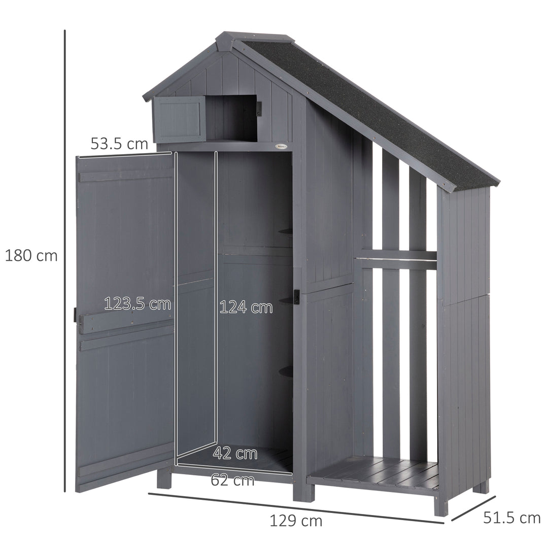 MCL Garden Outdoor Storage Shed Outdoor Tool Shed with 3 Shelves and Tilt Roof, 129x51.5x180cm, Grey