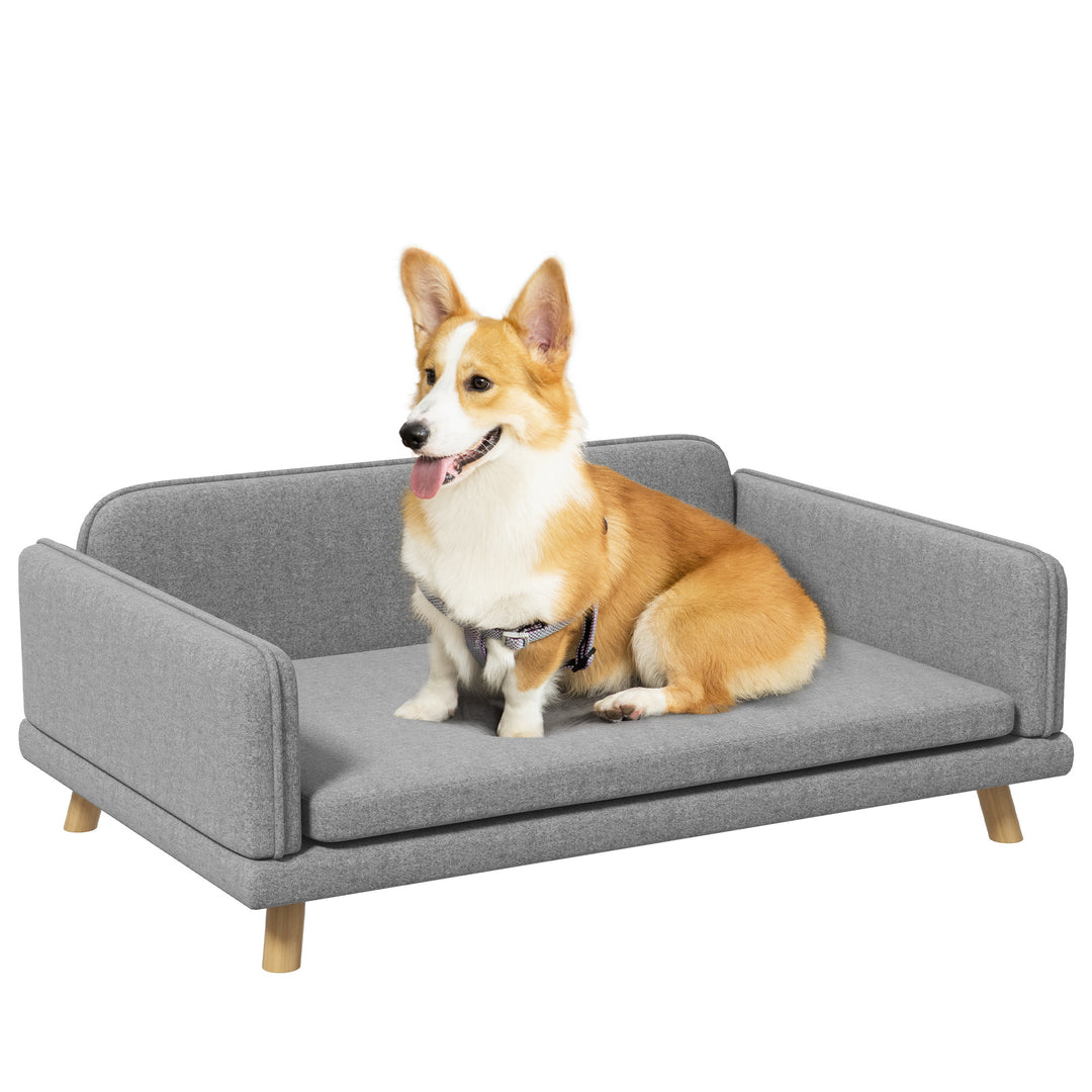Pet Sofa for Medium Dogs, with Water-Resistant Fabric, Four Legs - Grey