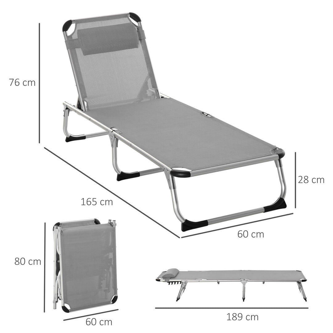 Outsunny Reclining Sun Lounger, Foldable Lounge Chair, Camping Bed Cot, 4