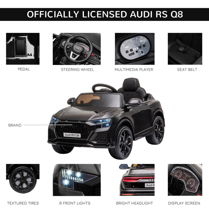 Licensed Audi RS Q8 Electric Ride On Car, with Remote Control, Black