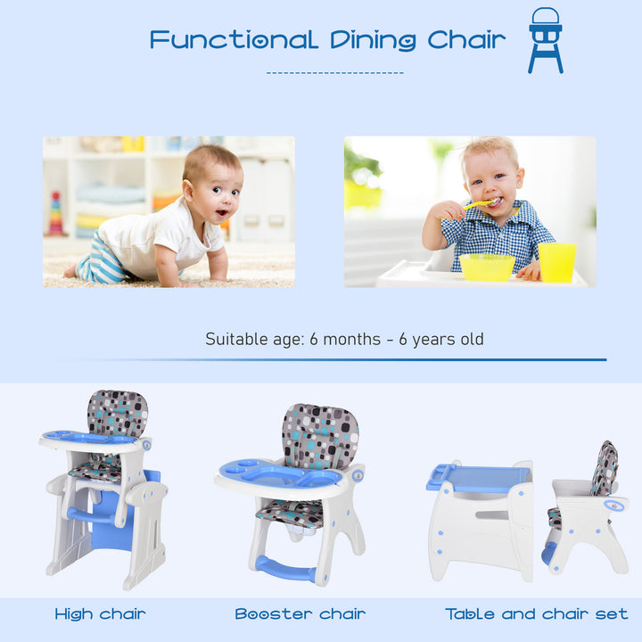 MCL 2 in 1 Convertible Baby High Chair Toddler Table Chair Infant Feeding Seat Removable Food Tray Safety Harness Blue
