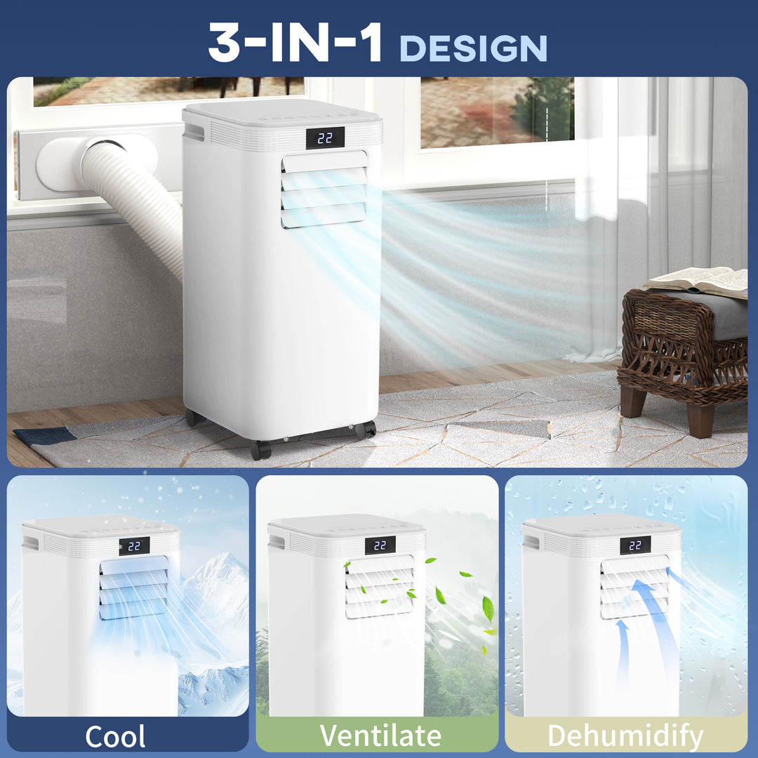 8000 BTU Air Conditioning Unit, 3-in-1 Portable Air Conditioner, Dehumidifier, Cooling Fan with Remote Control, Digital Display, 2 Speeds, 24H Timer, Window Venting Kit, 18m²