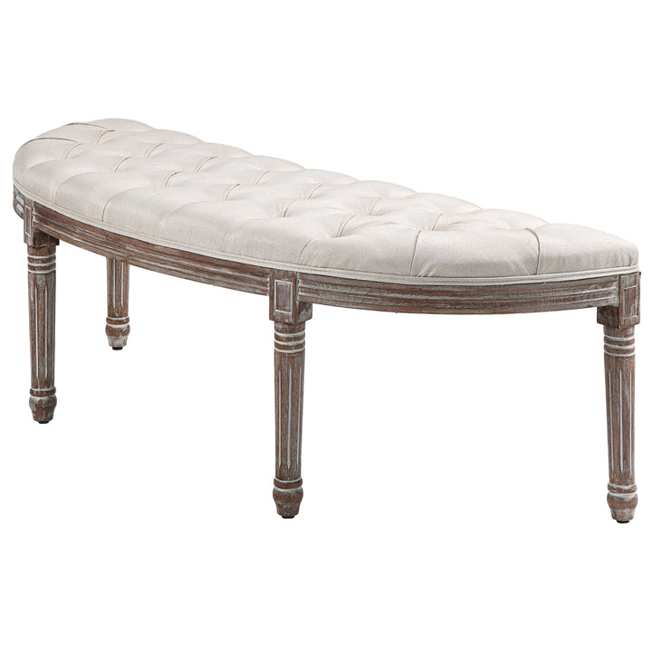 HOMCOM Half Circle Padded Bed End Bench - Cream White | Aosom UK