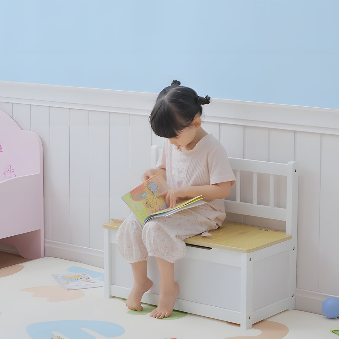 MCL 2 In 1 Wooden Toy Box, Seat Storage Bench, Storage Chest Cabinet Organiser, with Safety Pneumatic Rod