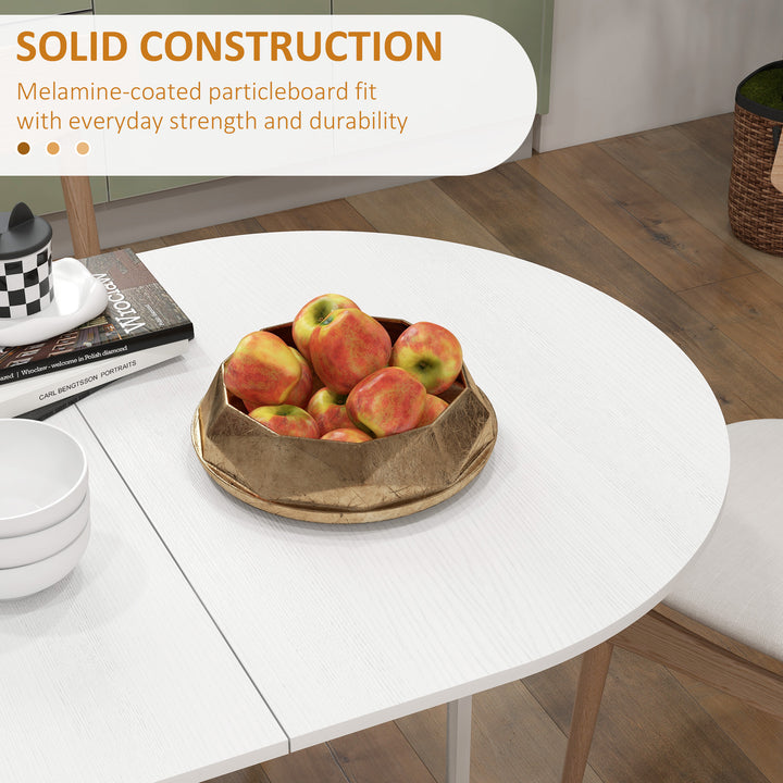 Folding Dining Table, Drop Leaf Table for Small Spaces, Oval Tabletop for Dining Room, Ash Wood-Effect