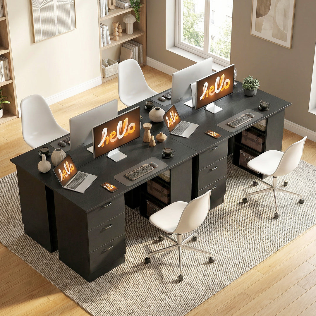 Computer Desk, Writing Table, PC Workstation with 3 Storage Shelves an
