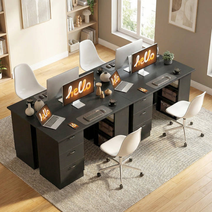Computer Desk, Writing Table, PC Workstation with 3 Storage Shelves an