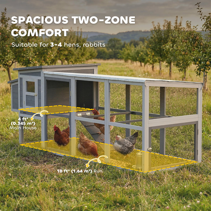 Large Chicken Coop, Wooden Hen House with Covered Run, Nesting Box, Pu