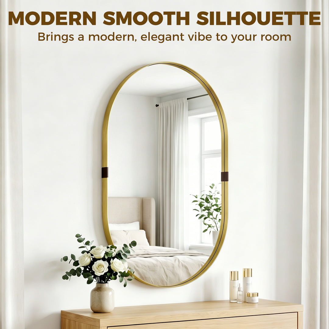Wall Mirror, Bathroom Mirror with Elevated Aluminium Alloy Frame, 60 x
