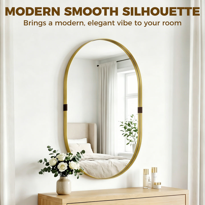 Wall Mirror, Bathroom Mirror with Elevated Aluminium Alloy Frame, 60 x