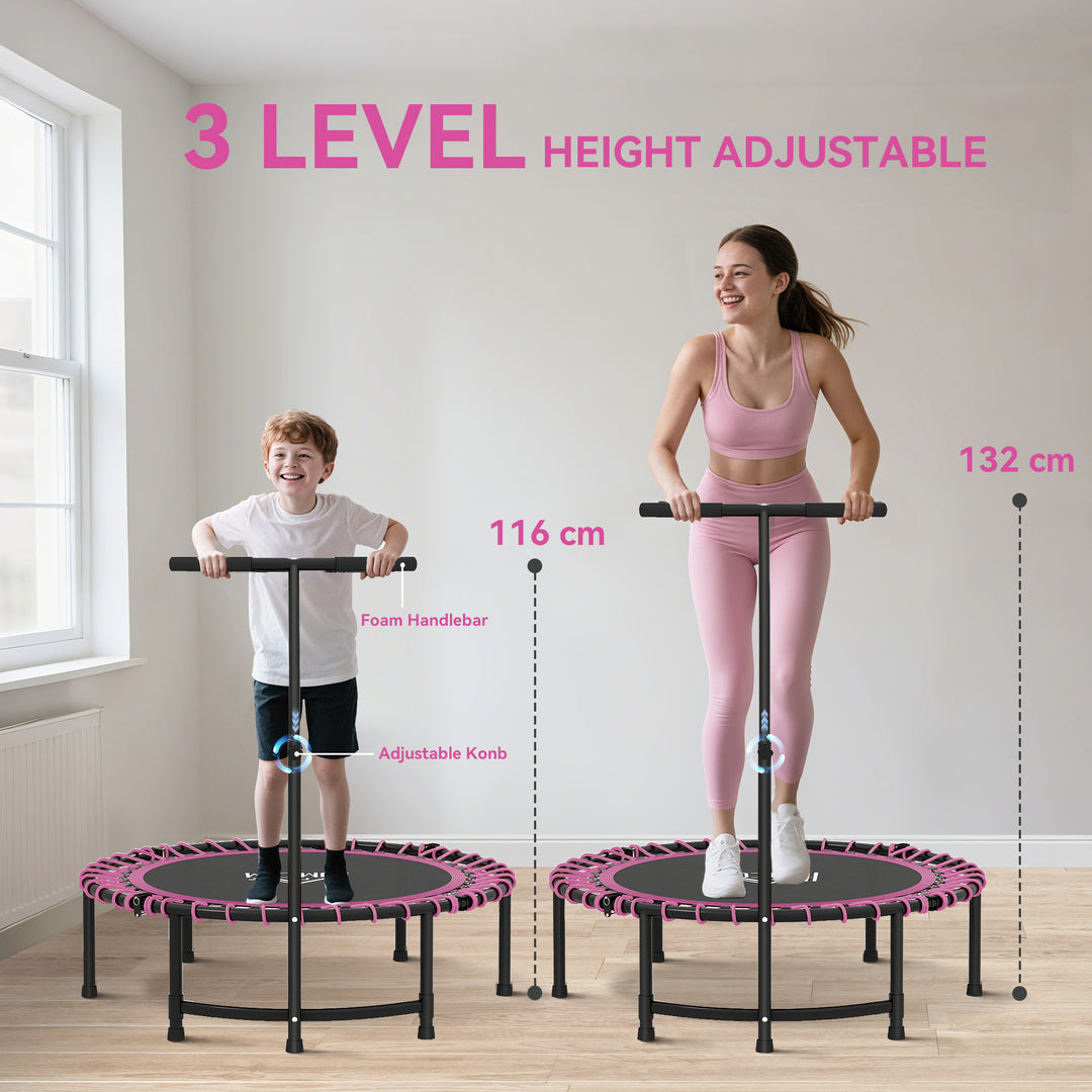 MCL Mini Round Steel Frame Trampoline w/ Adjustable Handle, Pink