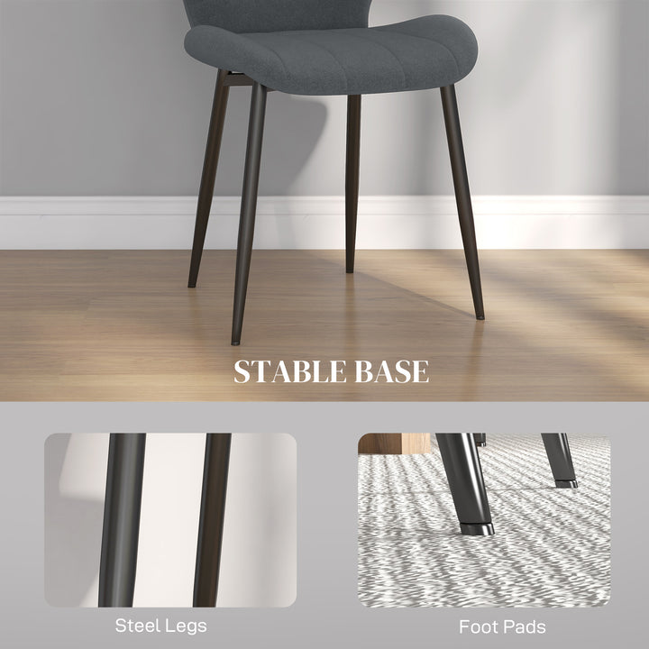 Set of Four Flannel Relaxed Tub Dining Chairs - Dark Grey