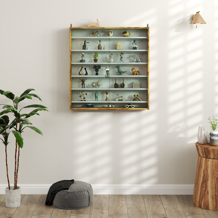 Six Shelf Display Cabinet, with Glass Doors - Brown