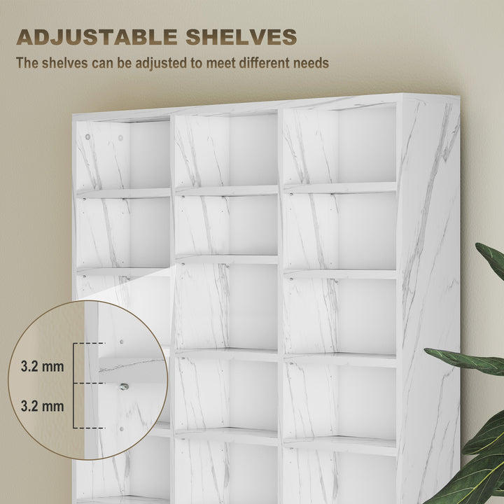 CD Storage Unit with Adjustable Shelves, 102 x 195 cm, Marble Effect