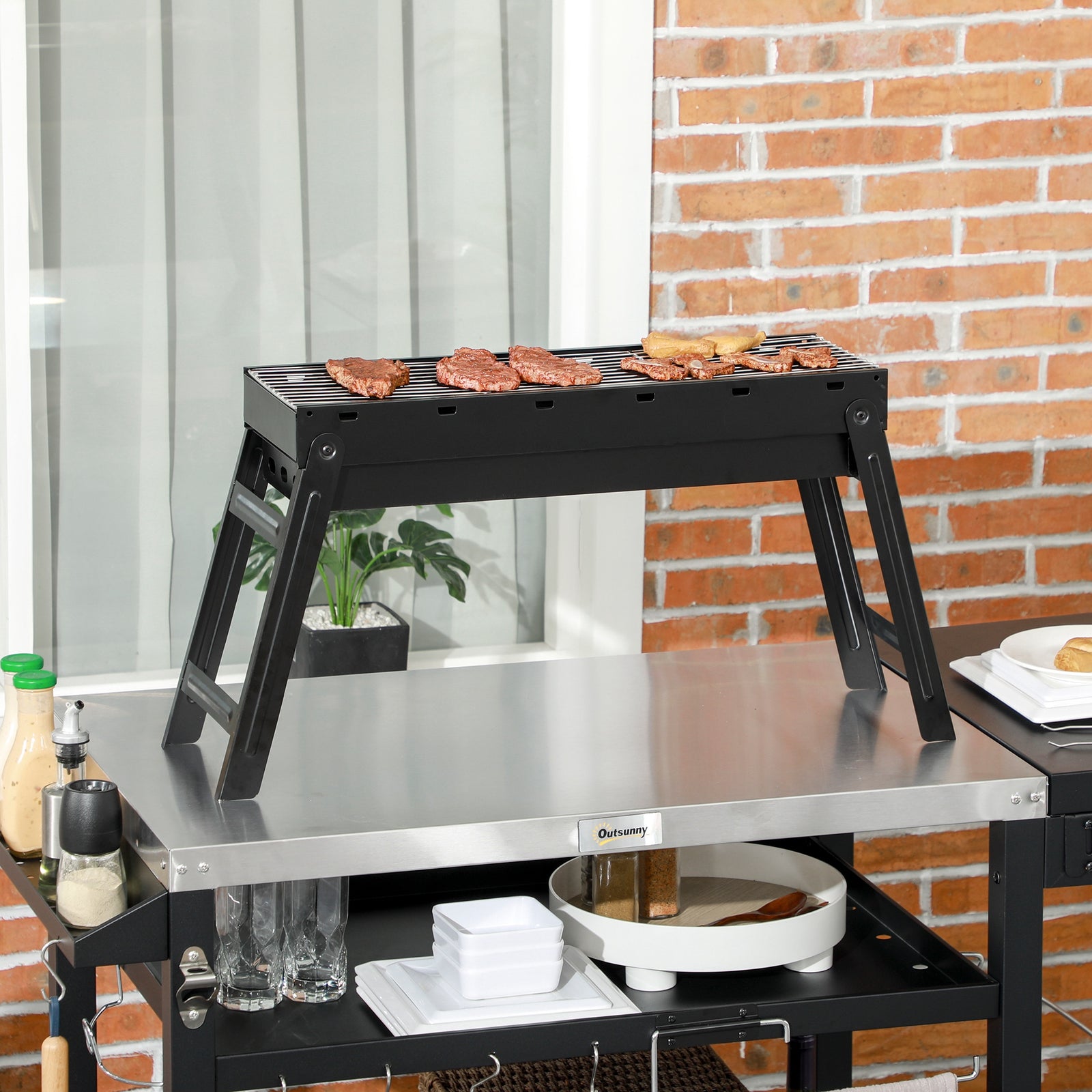Foldable Charcoal Grill - Black
