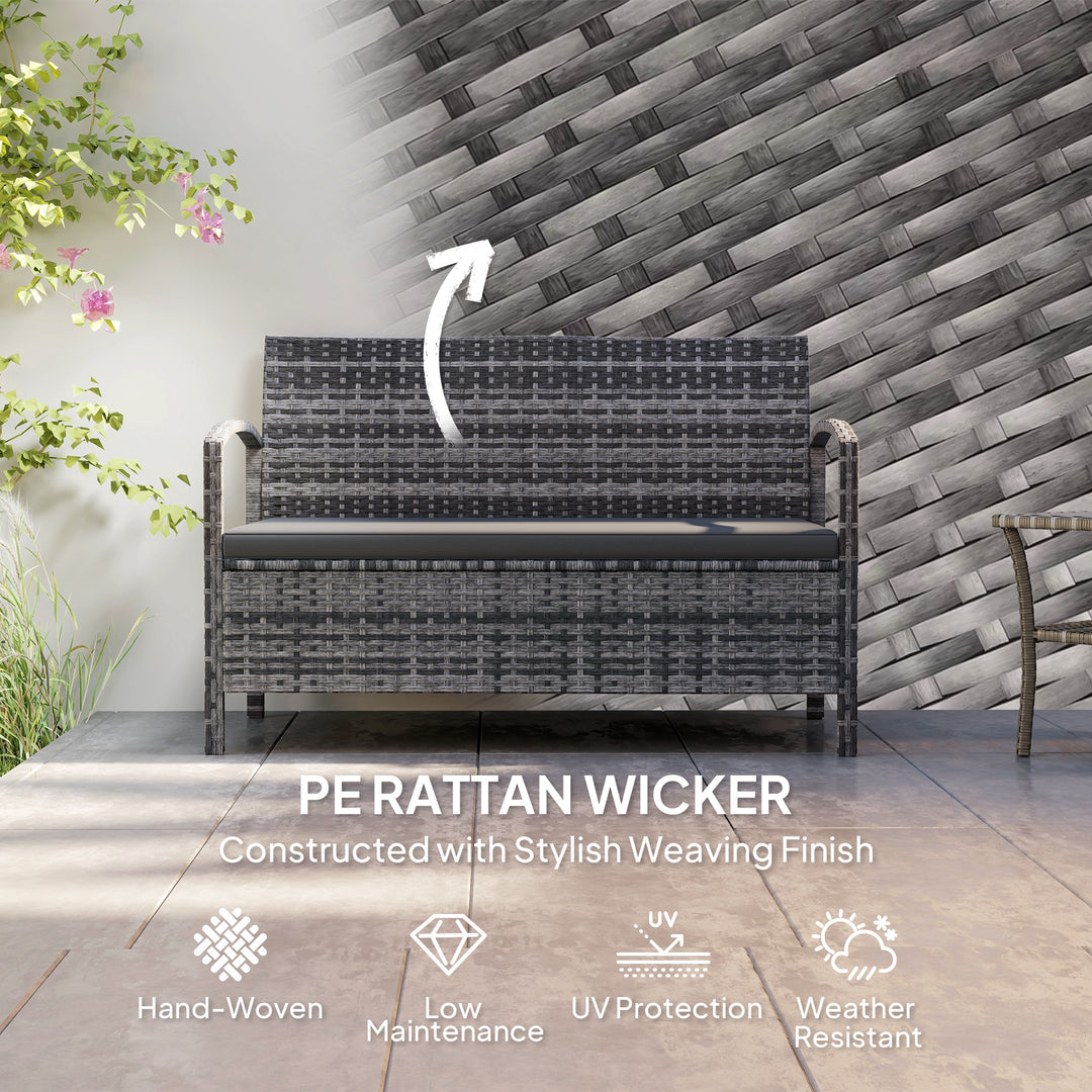 125L Storage Garden Bench, with Cushion - Grey
