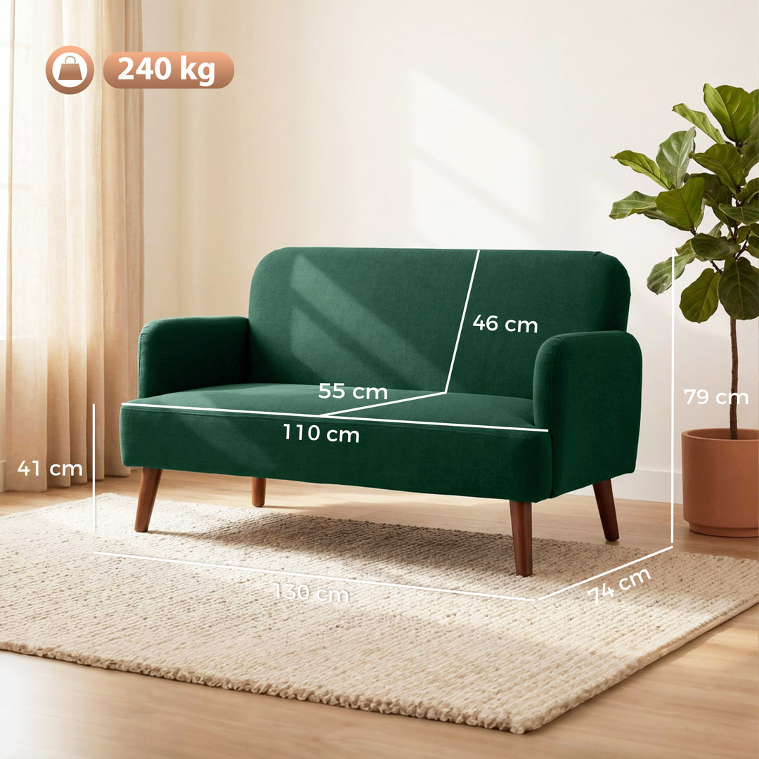 Velvet Feel Fabric 2 Seater Sofa, Small Sofa Loveseat with 21cm Thick 