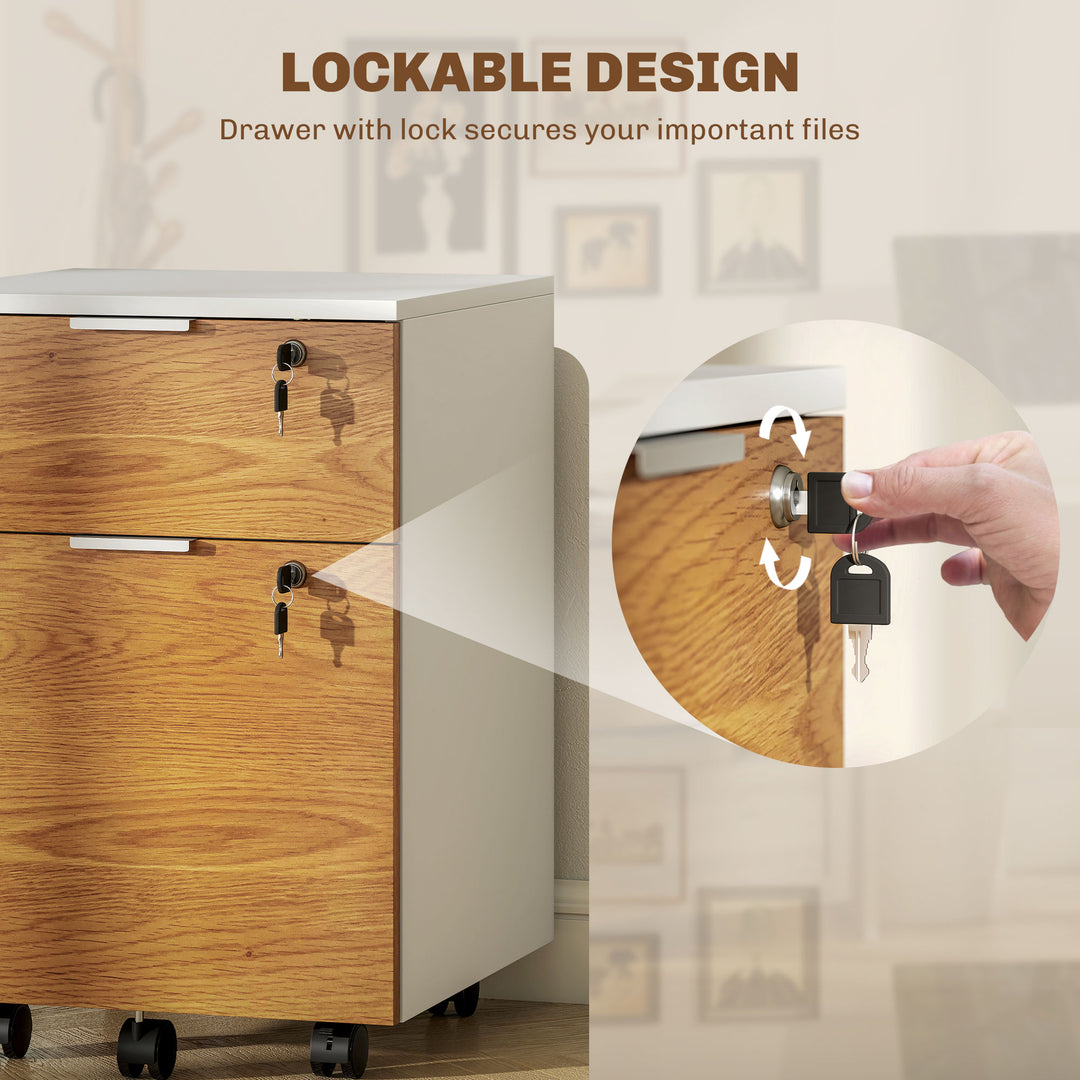 Two-Drawer Lockable Filing Cabinet - Wood Effect
