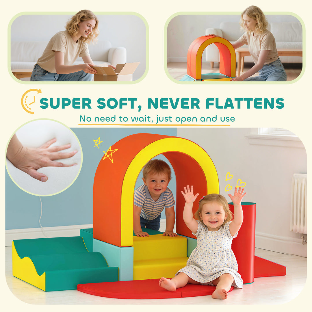 Kids Soft Play Set, 10PCs PU Leather Foam Climbing Blocks for Climb an