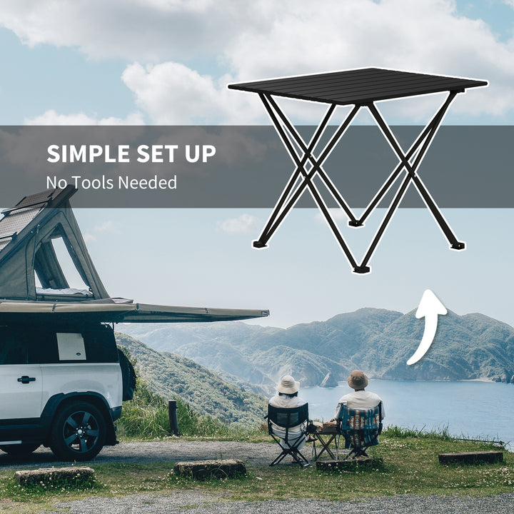 Folding Camping Table, Lightweight Metal Picnic Table with Carry Bag, Foldable Table for Outdoor Camping, Picnic, Hiking, BBQ, Fishing, Black