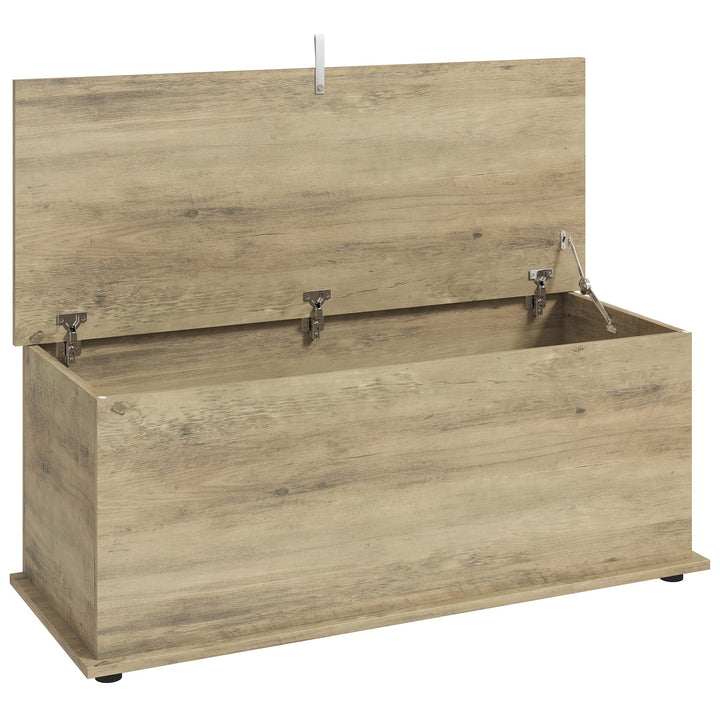 Storage Chest, 102L Blanket Box, Shoe Bench with Safety Hinged Lid, Bed End Bench for Bedroom, 80 x 40 x 45cm - Grey Wood Effect