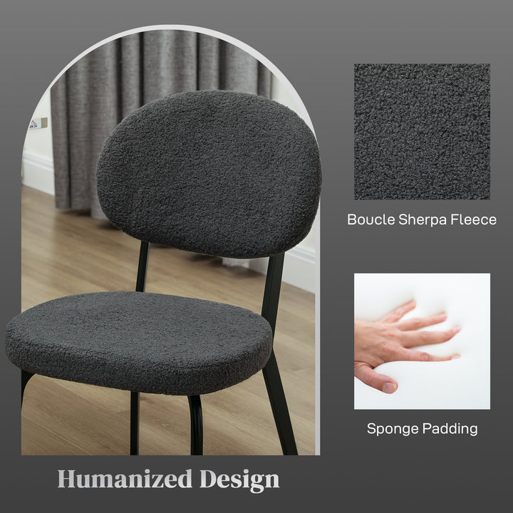 Set of Four Boucle Dining Chairs - Black