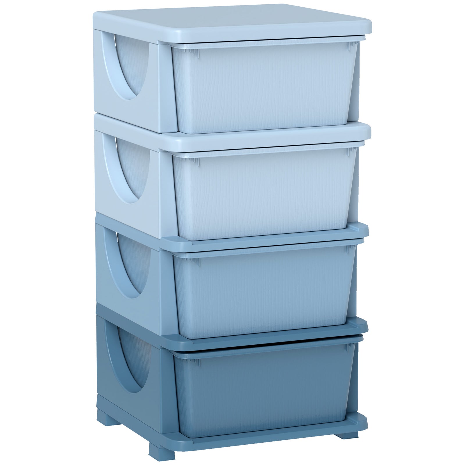 Four-Tier Kids Storage Boxes, with Four Drawers - Blue