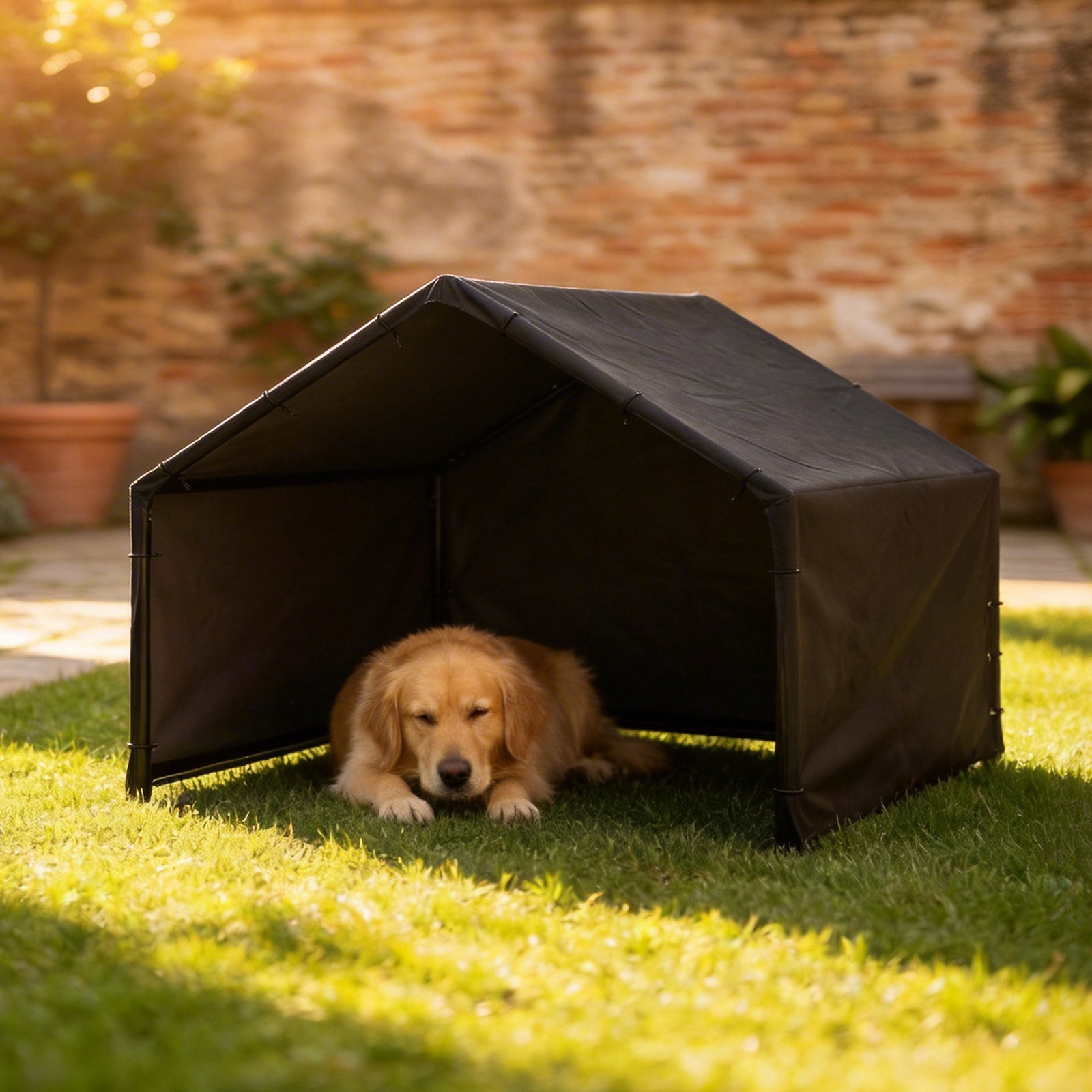 Dog Shade Shelter Outdoor, Dog House Outside with Canopy, Pet Tent for