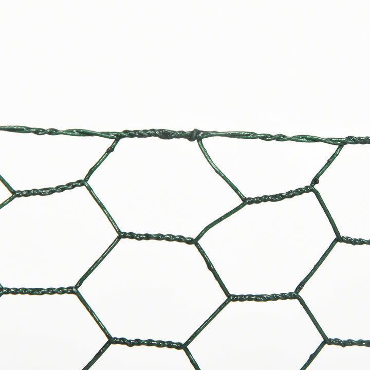 PawHut 1m x 25m Chicken Wire Mesh, Foldable PVC Coated Welded Garden Fence, Roll Poultry Netting, for Rabbits, Ducks, Gooses, Dark Green