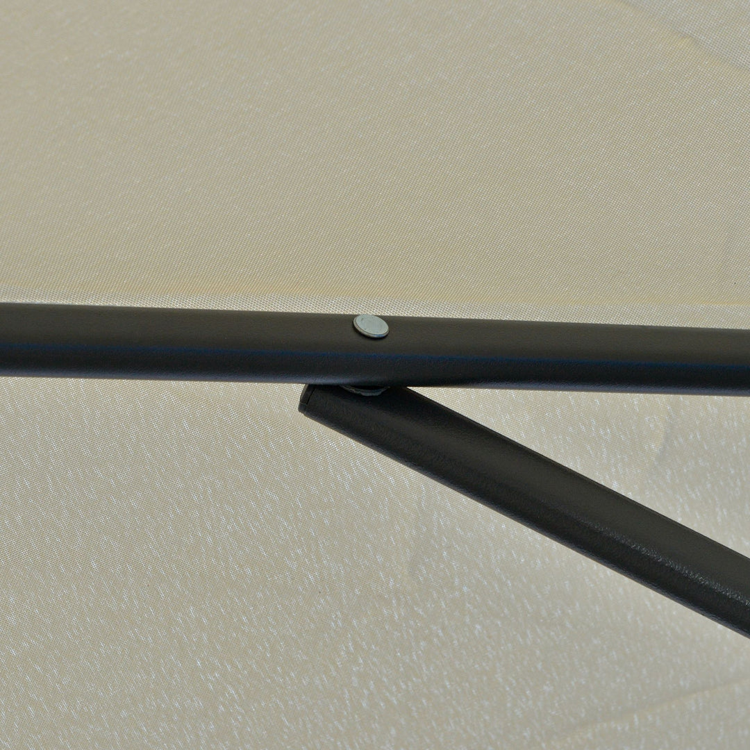 3m Cantilever Parasol with Easy Lever, Patio Umbrella with Crank Handle, Cross Base and 6 Metal Ribs, Outdoor Sun Shades for Garden, White