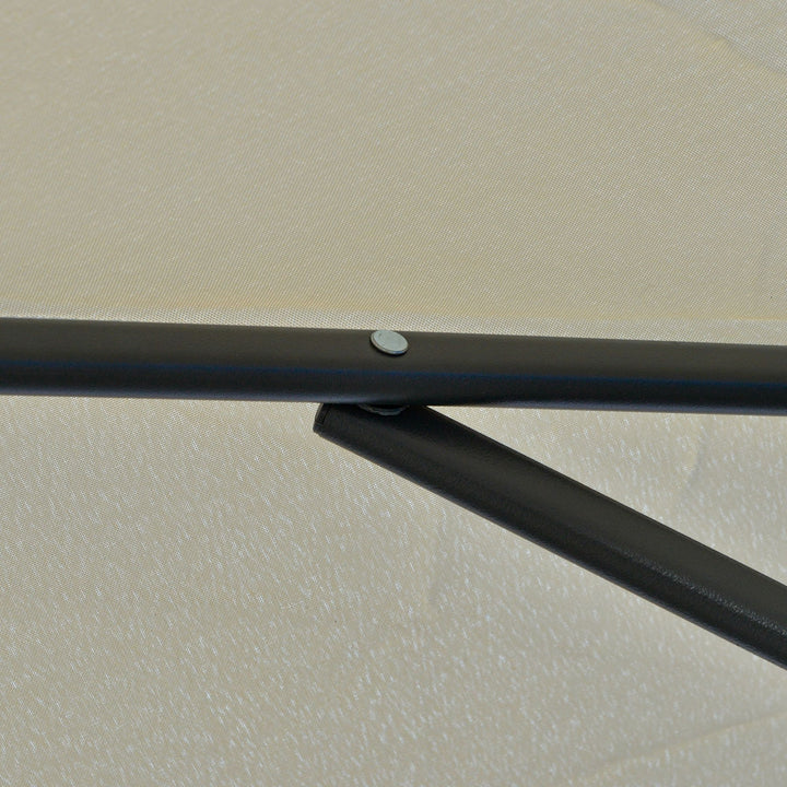 3m Cantilever Parasol with Easy Lever, Patio Umbrella with Crank Handle, Cross Base and 6 Metal Ribs, Outdoor Sun Shades for Garden, White