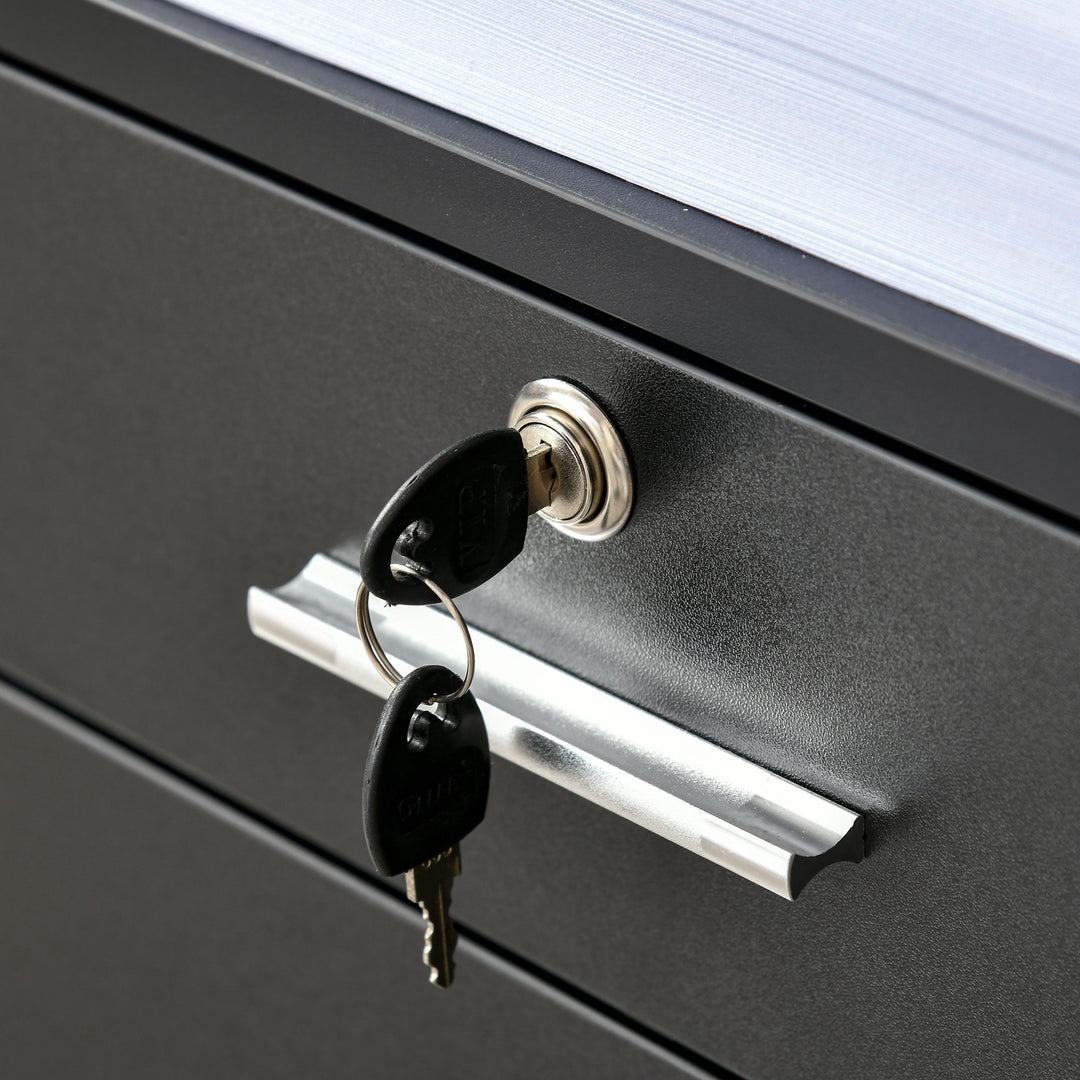 Lockable Two-Drawer Filing Cabinet, with Wheels - Black