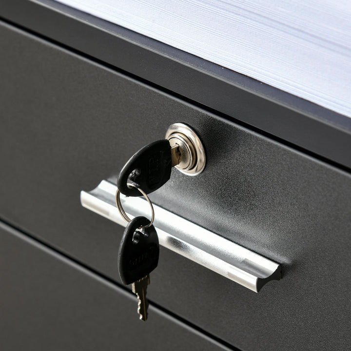Lockable Two-Drawer Filing Cabinet, with Wheels - Black