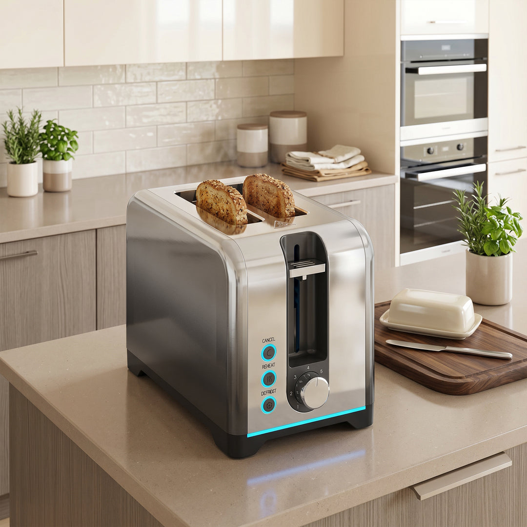 2 Slice Toaster with 7 Browning Levels, Reheat, Defrost and Cancel Fun
