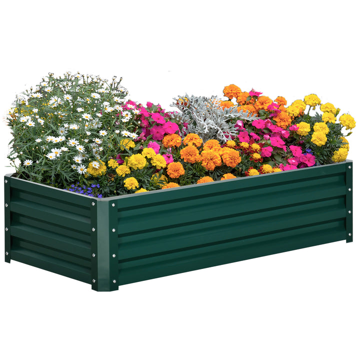 Outsunny Raised Beds for Garden, Galvanized Outdoor Planters, for Herbs and Vegetables, Use for Patio, Backyard, Balcony, Green | Aosom UK