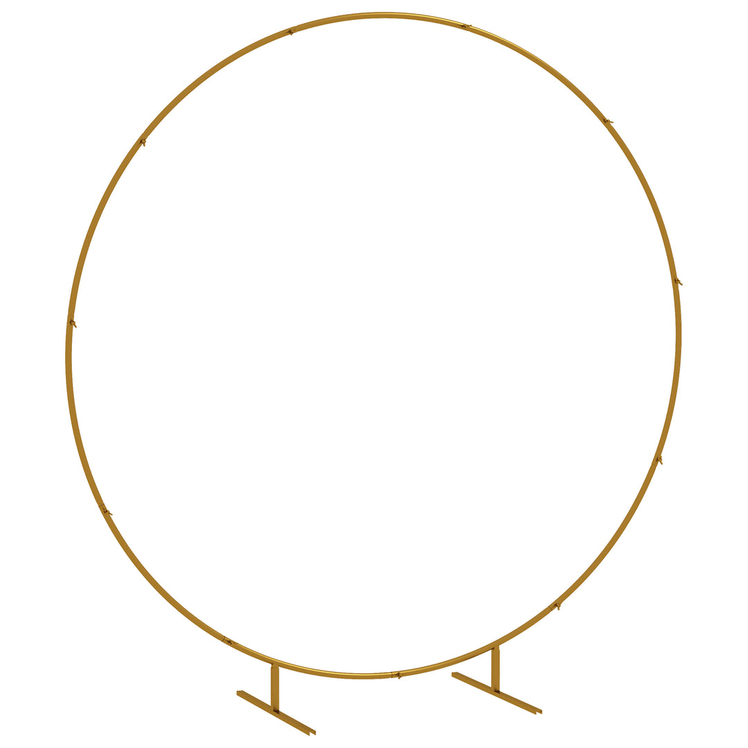 222cm Gold Tone Backdrop Stand, Round Metal Wedding Arch for Birthday 