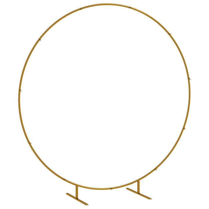 222cm Gold Tone Backdrop Stand, Round Metal Wedding Arch for Birthday 