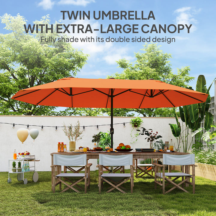4.6m Double Garden Parasol - Orange