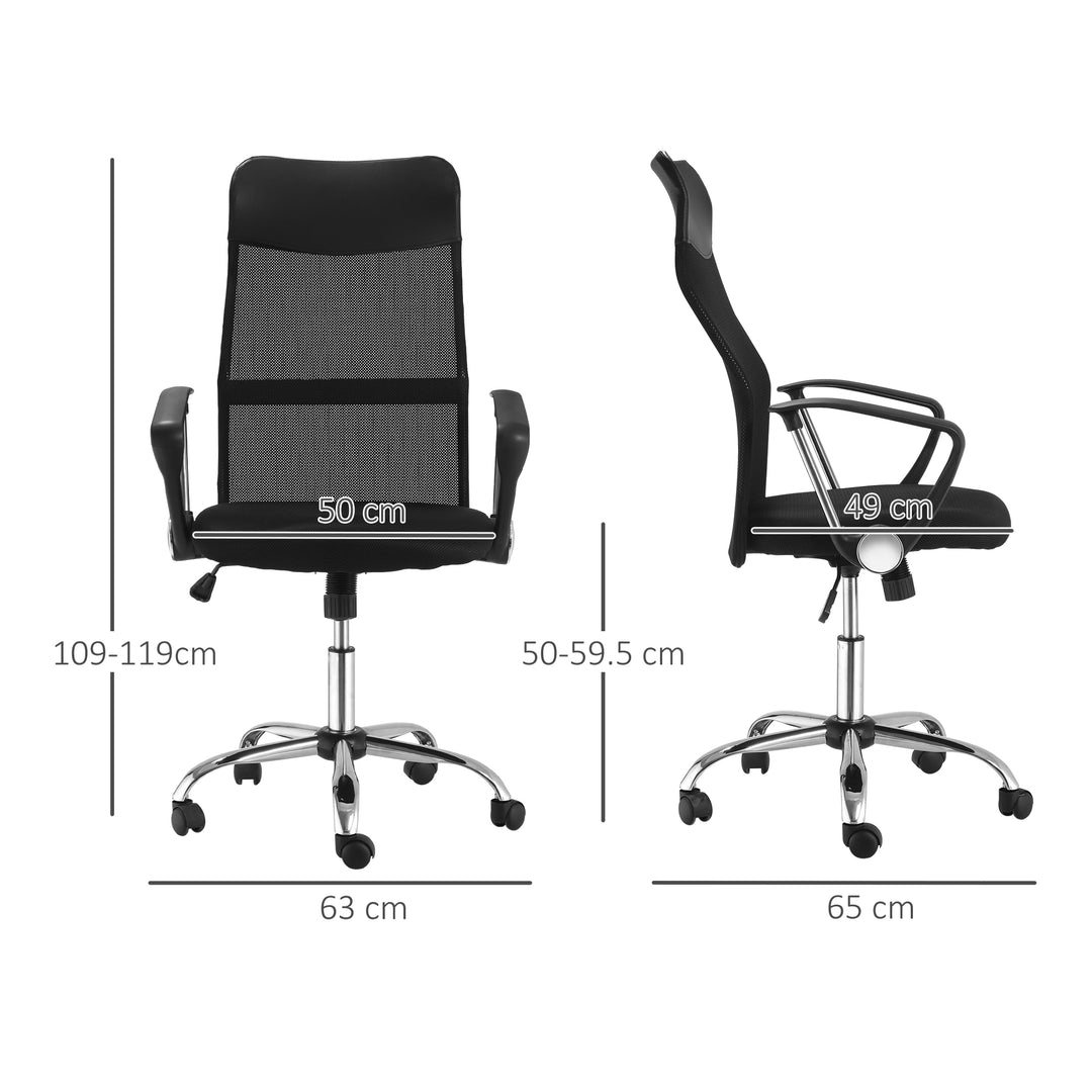 HOMCOM Ergonomic Office Chair Mesh Chair with Adjustable Height Tilt Function Black | Aosom UK