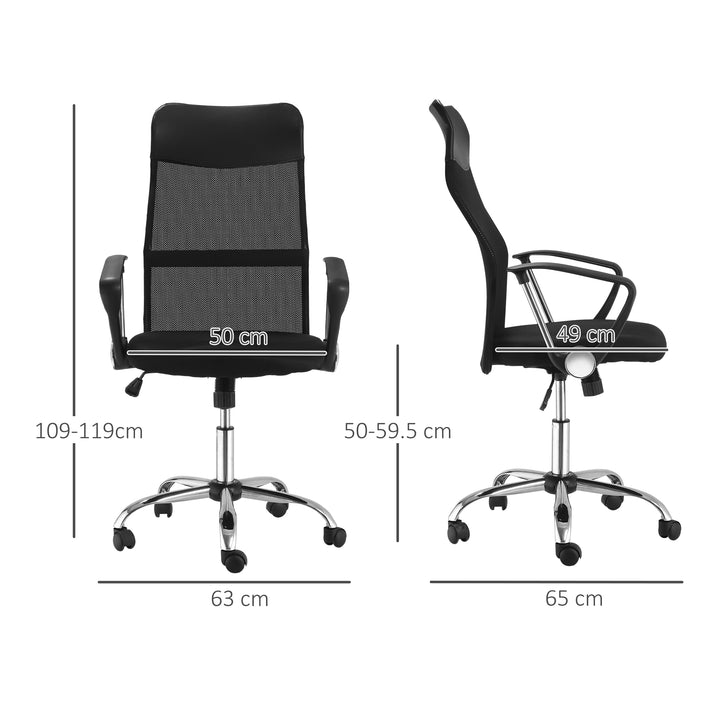 HOMCOM Ergonomic Office Chair Mesh Chair with Adjustable Height Tilt Function Black | Aosom UK