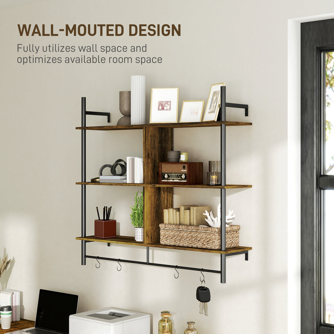 Three-Tier Floating Shelf - Brown/Black