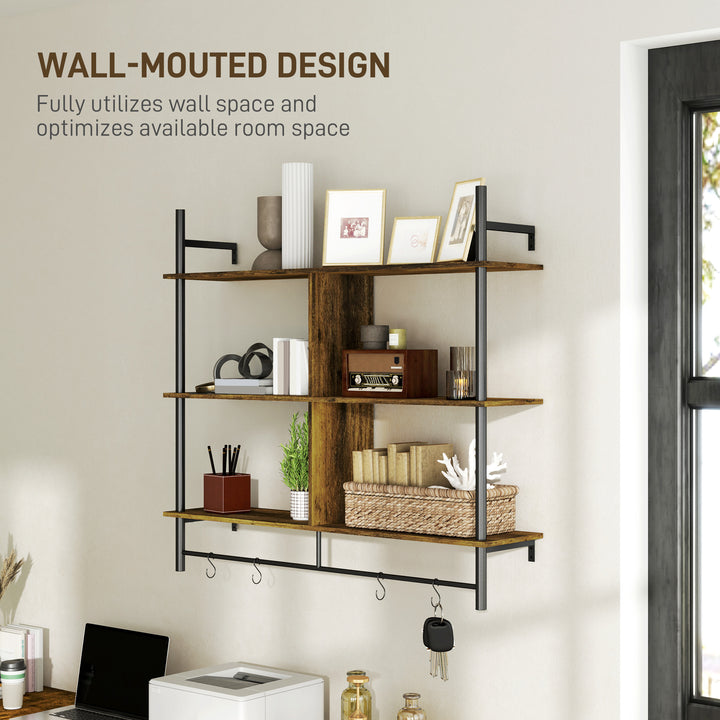 Three-Tier Floating Shelf - Brown/Black
