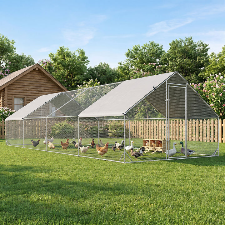 Chicken Run Galvanised Walk-in Chicken Coop Hen Poultry House Cage Rab