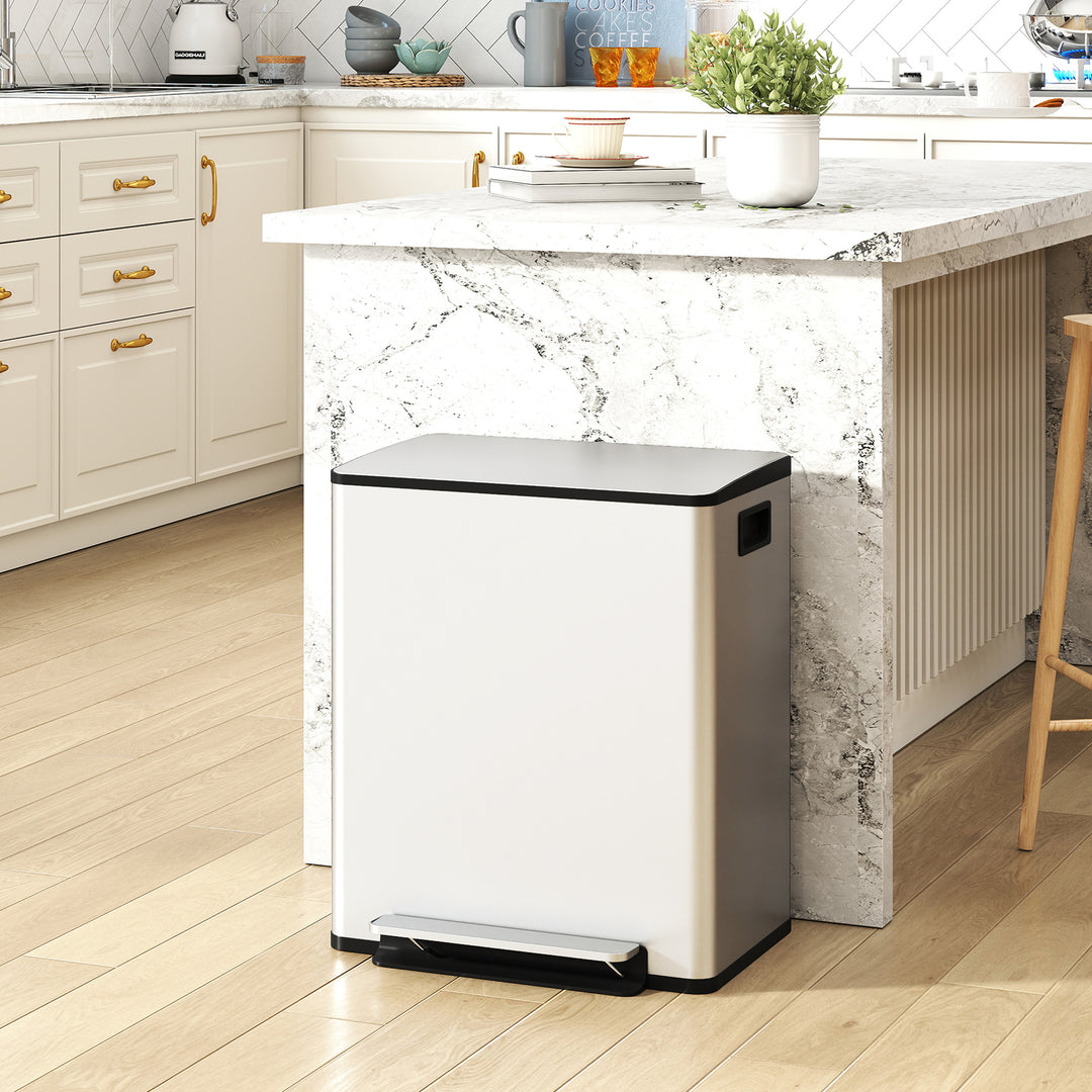 50L Dual Compartment Stainless Steel Bin, with Deodoriser Holders - Si
